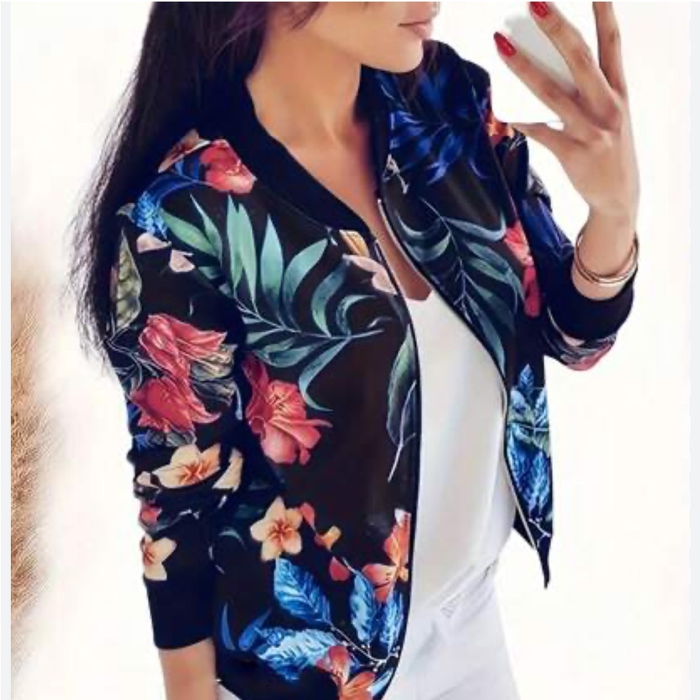 Floral Print Women's Bomber Jacket